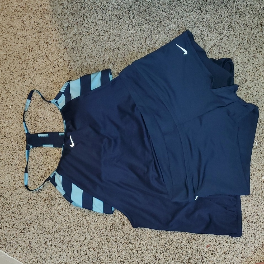 Nike Racerback Bralette Swim Sport Bra Tankini & Boyshort Swimsuit 2 Piece Set